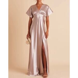 Birdy Grey Jesse Satin Taupe Bridesmaids Dress Small